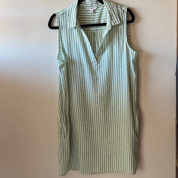 Beach lunch lounge Striped Sleeveless dress linen /cotton blend -made in India - Picture 9 of 9